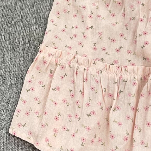 Pre-Owned‎ Vanilla Star Mini Shorts Skirt Floral Elastic Waist Pale Pink Ruffled - Picture 14 of 15